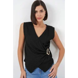 Sıfır Kol Örme Bluz 988 - Siyah