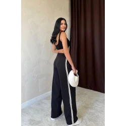 Siyah Yanları Şeritli Pantolon