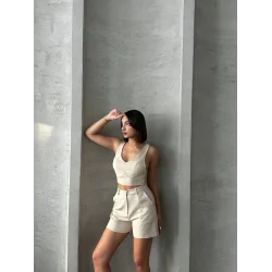 Şortlu keten takım s255014