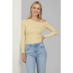 Tek Omuz İpli Bluz Sarı T4328