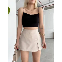 Tek yırtmajlı şort etek