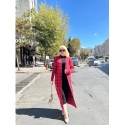 Triko Hırka elbise ikili takım kırmızıSiyah