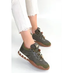 Tues Yeşik Nubuk Bağcıklı Spor Ayakkabı