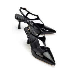 Tula Siyah Rugan Topuklu Ayakkabı