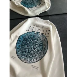 Üç İplik Bisiklet Yaka Baskılı SweatShirt - Beyaz