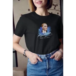 Unisex Bisiklet Yaka Baskılı Oversize T-Shirt - Siyah