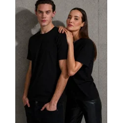 Unisex Kısa Kollu Bisiklet Yaka Basic Viskon Bluz