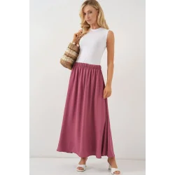 Uzun Ayrobin Etek 8050 - Gül Kurusu