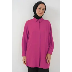 Uzun Gömlek Tunik 5945 - Fuşya
