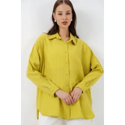 Uzun Oversize Gömlek 20334 - Hardal