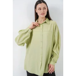 Uzun Oversize Gömlek 5965 - E.Yeşil