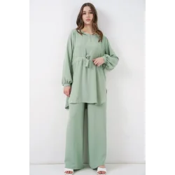 Uzun Tunik Pantolon İkili Takım 6719 - E.Yeşil