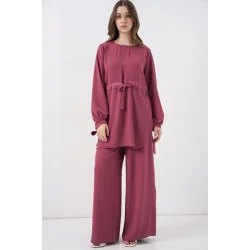 Uzun Tunik Pantolon İkili Takım 6719 - Gül Kurusu