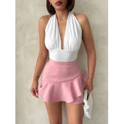 Valonlu fırfırlı şort s24683