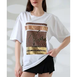 Varak çizgili Oversize tişört