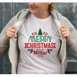 Yılbaşı Merry Christmas Miller Baskılı Oversize Bisiklet Yaka T-shirt - Beyaz