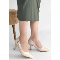 Yons Bej Cilt Topuklu Ayakkabı