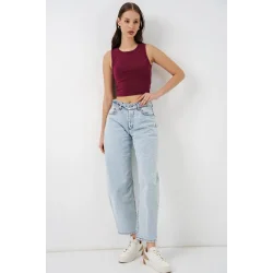 Yüksek Bel Kot Pantolon 30081 - Buz Mavi