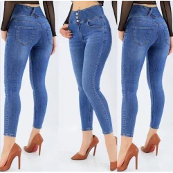 Yüksek Bel Likralı Jean Pantolon 90 Cm