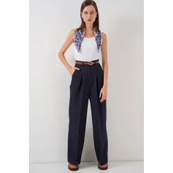 Yüksek Bel Palazzo Pantolon 30051 - Lacivert