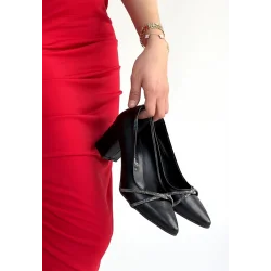 Zenta Siyah Cilt Topuklu Ayakkabı