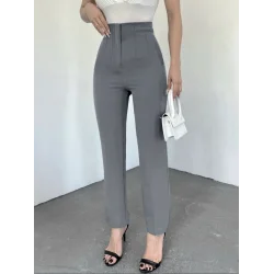 Zra Pileli Havuç Pantolon -Gri