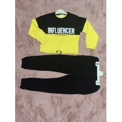 2-9 yaş beli lastikli ikili alt üst takım sarı siyah