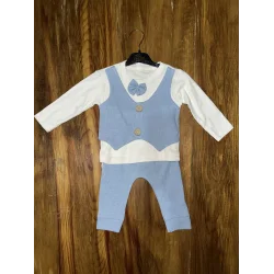 3-12 aylık papyonlu takım mavibeyaz