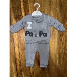 3-12 aylık üçlü kolej ceketli takım gri