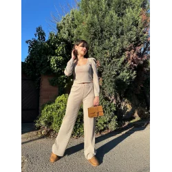 Fitilli prenses kol alt üst takım bej