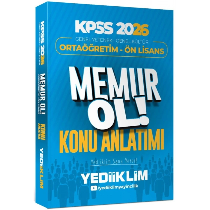 Yediiklim 2026 KPSS Ortaöğretim Ön Lisans Genel Yetenek Genel Kültür Memur Ol Konu Anlatımı