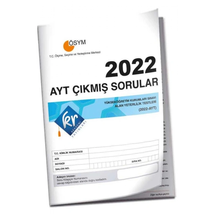 2022 AYT Çıkmış Sorular Tıpkı Basım Kitapçığı KR Akademi Yayınları