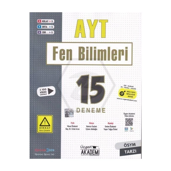 AYT - FEN BİLİMLERİ - 15 li Deneme Sınavı ÜÇGEN AKADEMİ