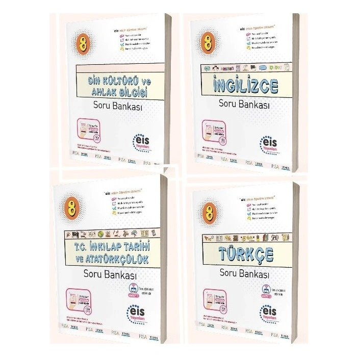 EİS Yayınları LGS 8. Sınıf Sözel Tüm Dersler Soru Bankası / 4 Kitap