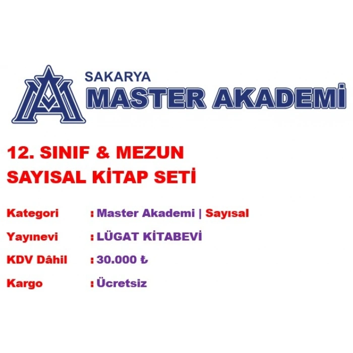 MASTER AKADEMİ 12. SINIF & MEZUN SAYISAL KİTAP SETİ