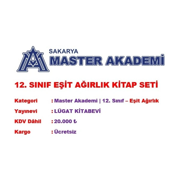 MASTER AKADEMİ 12. SINIF EŞİT AĞIRLIK KİTAP SETİ