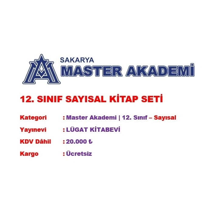 MASTER AKADEMİ 12. SINIF SAYISAL KİTAP SETİ