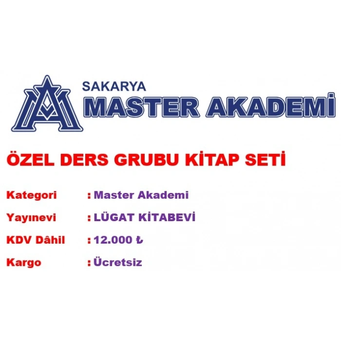 MASTER AKADEMİ ÖZEL DERS GRUBU KİTAP SETİ