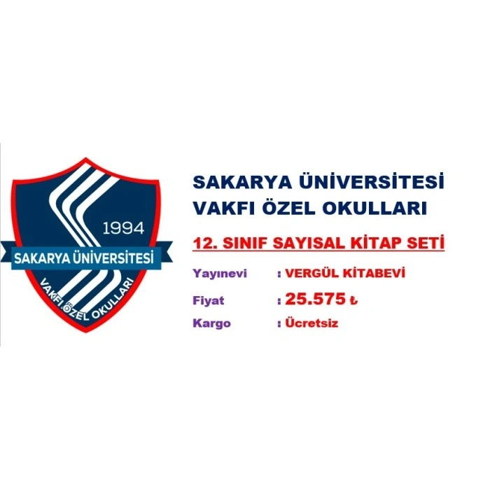Sakarya Üniversitesi Vakfı Özel Okulları 12. Sınıf Sayısal Kitap Seti