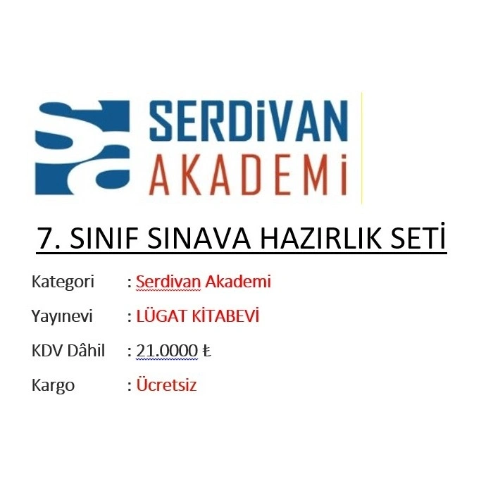 SERDİVAN AKADEMİ 7. SINIF SINAVA HAZIRLIK SETİ
