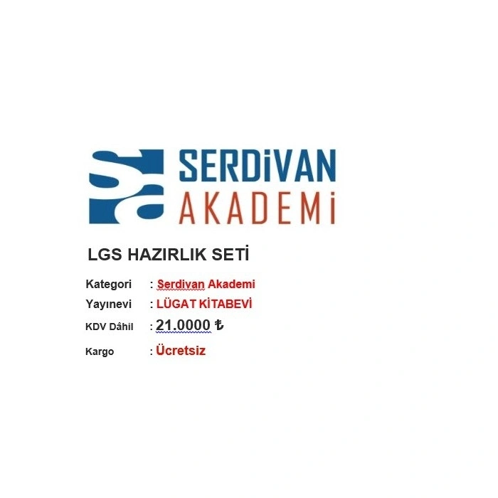 SERDİVAN AKADEMİ 8. SINIF LGS SINAV HAZIRLIK SETİ