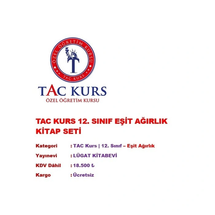 TAC KURS 12. SINIF EŞİT AĞIRLIK KİTAP SETİ