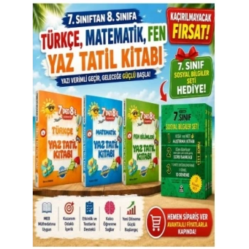 Ünlüler Karması 7.SINIFTAN 8 E TÜRKÇE MATEMATİK FEN YAZ TATİL KİTABI VE 7.SINIF SOSYAL BİLGİLER SETİ HEDİYELİ