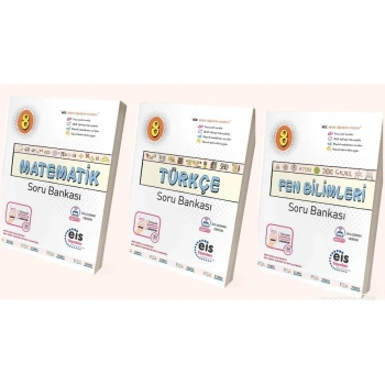 EİS Yayınları 8. Sınıf LGS Türkçe Matematik Fen Soru Bankası Set / 3 Kitap