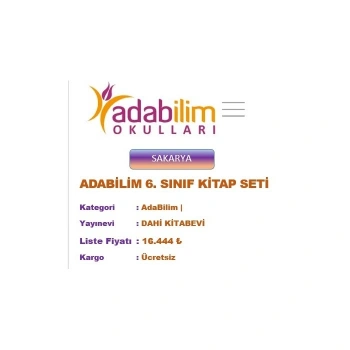 SAKARYA ADABİLİM OKULLARI 6. SINIF KİTAP SETİ