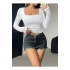 Kare Yaka Basic Dar Kesim Uzun Kollu Body Full Likralı Tam kalıp
