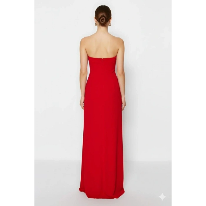 Vücuda Oturan Dokuma Uzun Şık Gece Elbisesi