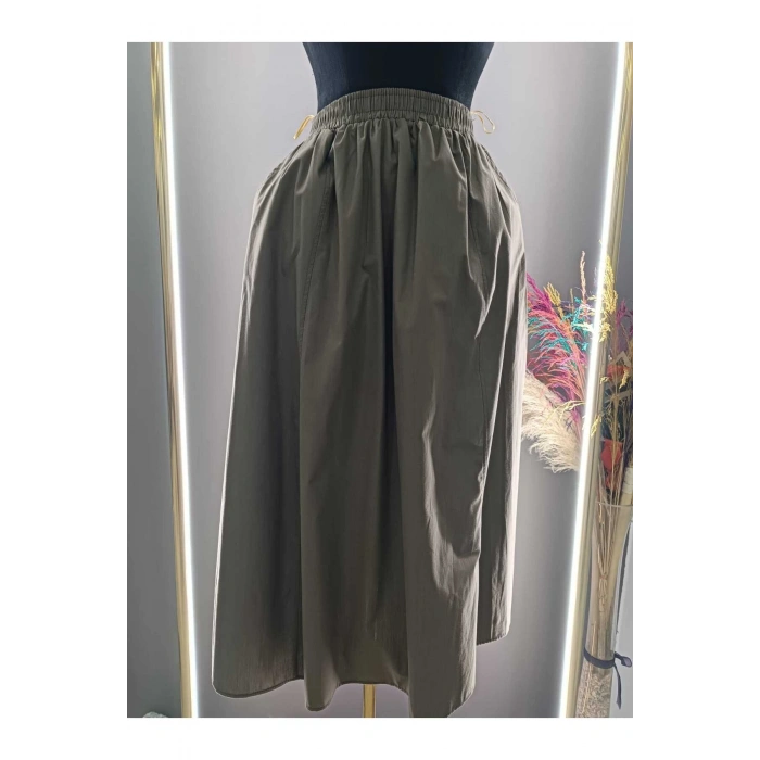 Yeşil Poplin Cepli Etek