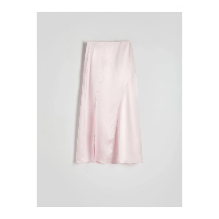 Pembe Maxi Etek | Yüksek Bel, Yırtmaç Detaylı, Uzun Boy Kadın Etek