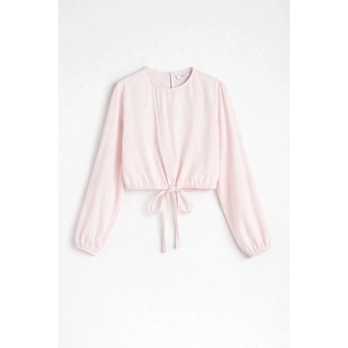 Pudra Bağlamalı Crop Bluz